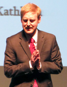 SPEAKING UP: Scott Nelson gives an “after dinner” speech about how which decade was better, the 1990s or the 2000s. For more on the even. PHOTO BY JUSTIN TRISTANO