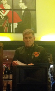 SPEAKING TO THE CROWD: Professor Phil Hutcheon addresses the crowd at the Tuleburg Press launch event. COURTESY PHOTO