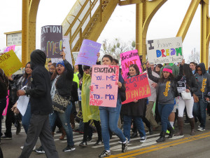 MARCHING FOR EDUCATION: Students from all over California march in Sacramento on March 3. PHOTO BY ORLANDO JOSE