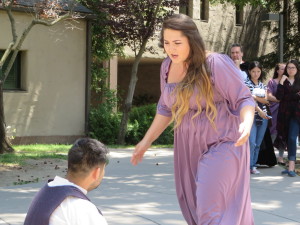 Ariel Armanino and Artemio Angel share a playfull scene as Phoebe and Silvius from the comedy “As You Like It.”