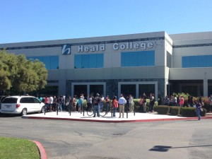 Former Heald College students waited in line at the Stockton branch to learn about their options for transferring.   PHOTO BY VORANI KHOONSRIVONG